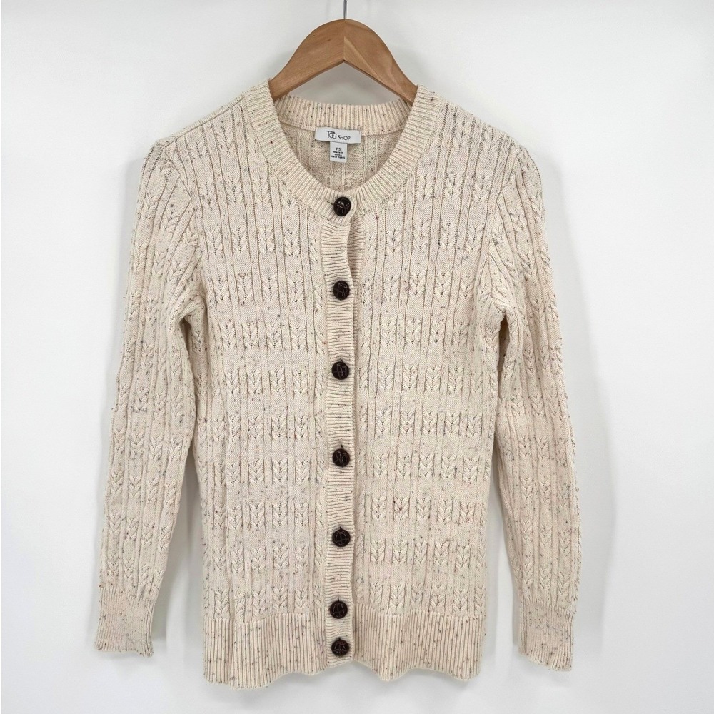 The Tog Shop Cable Knit Multi Color Fleck Button Sweater Cardigan Women's PSmall